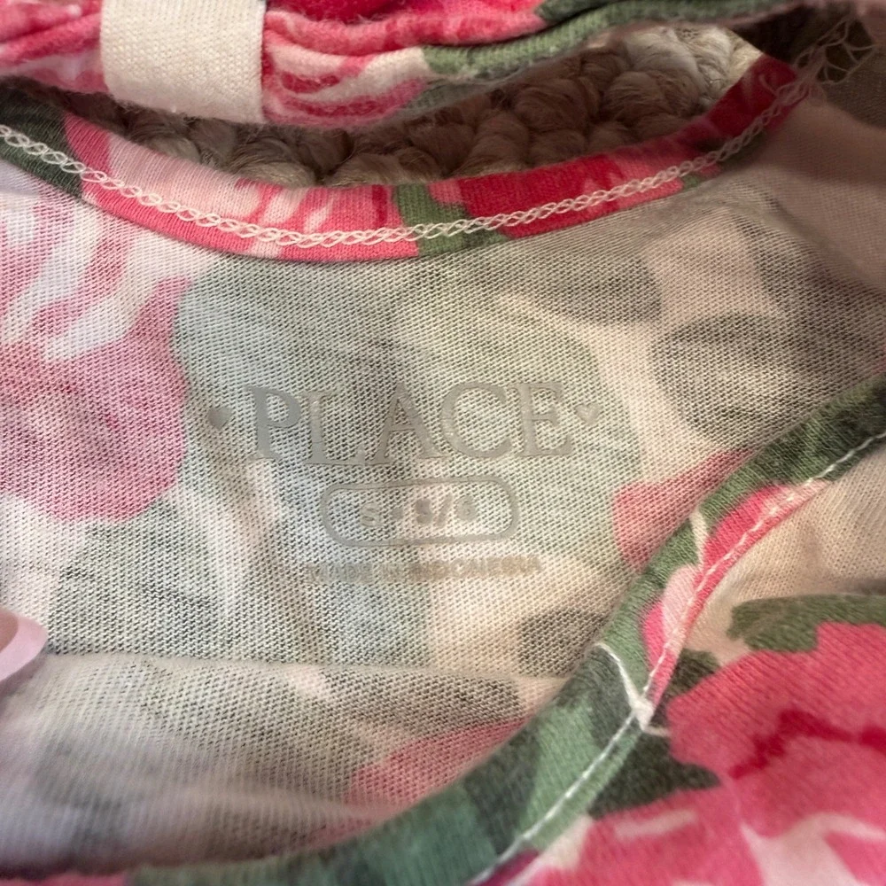 Childrens Place Girls Pink Rose Floral Long Sleeve Skater Dress Size Size 7/8